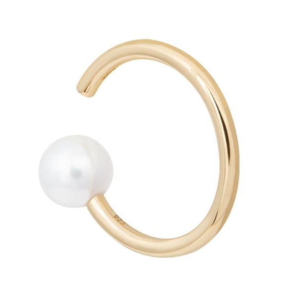 Pearl Asymmetrical Ear Cuff In Gold