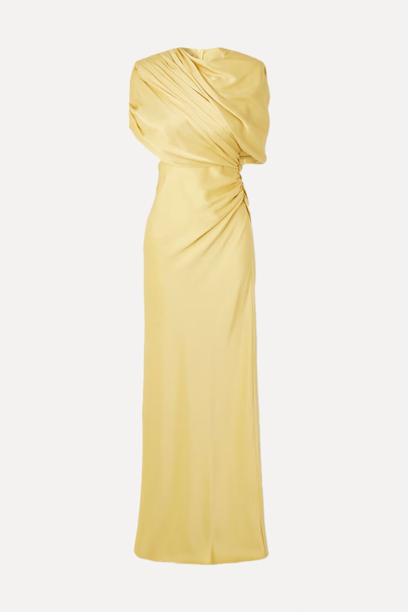 Open-Back Cape-Effect Draped Satin Gown from Stella Mccartney