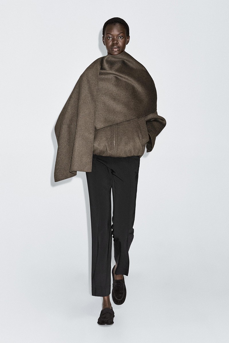 Wool Blend Bomber Jacket With Scarf from Massimo Dutti