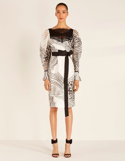 Moth Jacquard Statement Sleeve Dress from Amanda Wakeley