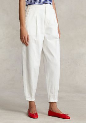 Pleated Cotton Twill Trouser