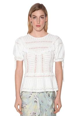 Ivory Techno Knit Lace Top from Self-Portrait