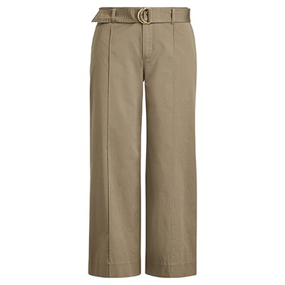 Twill Cropped Wide-Leg Pant