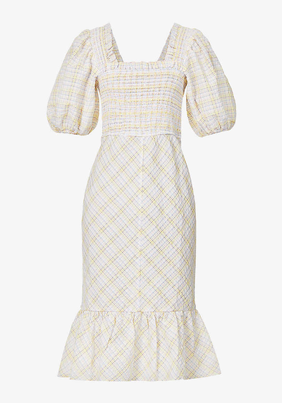 Checked Organic Cotton Midi Dress from Ganni