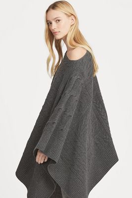 Cable Wool-Blend Poncho