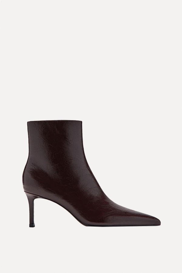 Leather Pointed Ankle Boots from Mango