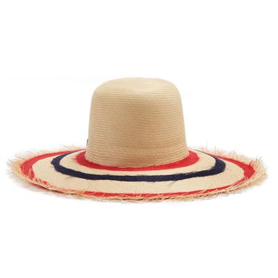 Striped Wide Brimmed Straw Hat from Bali Buntal