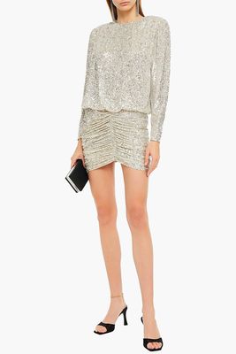 Flynn Ruched Sequined Tulle Mini Dress from Retrofête 