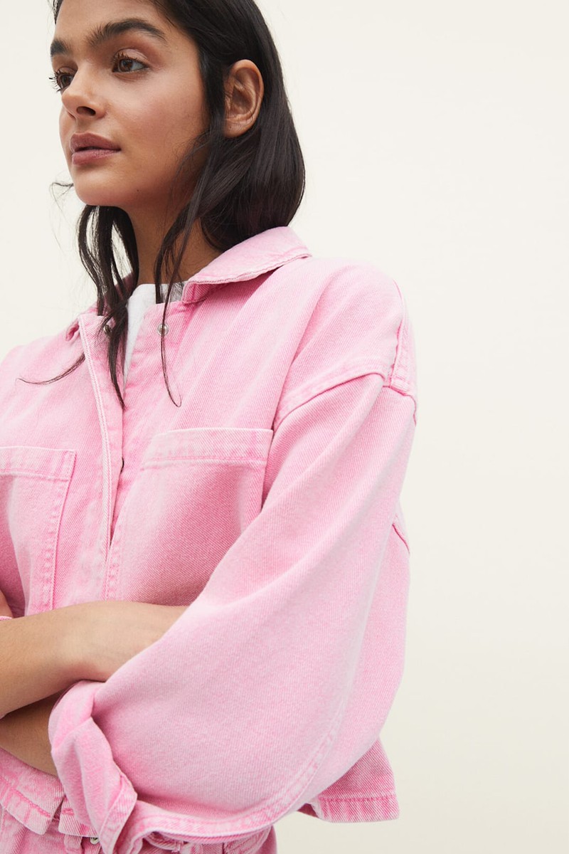 Cropped Twill Overshirt from Stradivarius