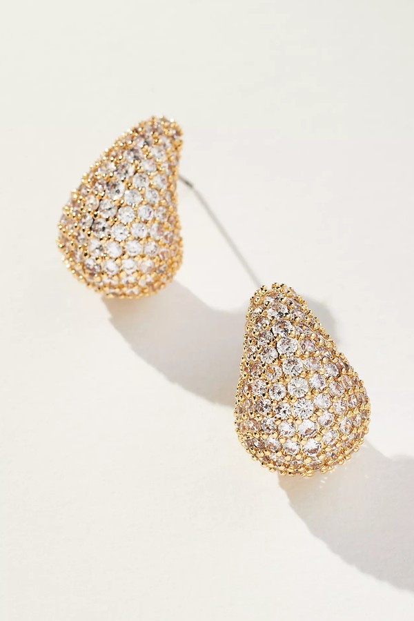 The Petra Gold-Plated Pavé Large Drop Earrings from Anthropologie