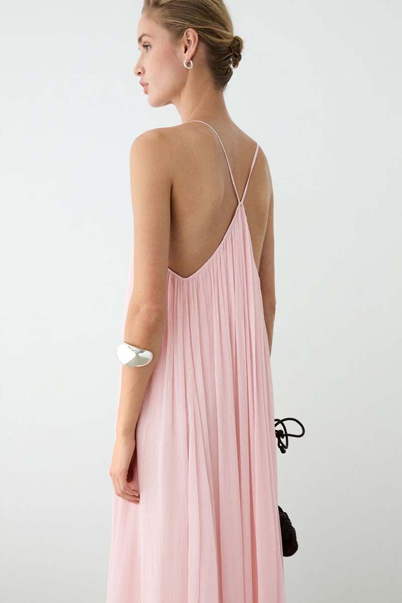Flowing Pleated Spaghetti Strap Dress