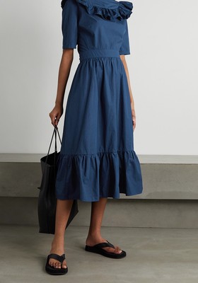Ruffled Tiered Cotton Midi Dress