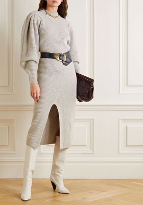 Gray Perrine Ribbed Cashmere & Wool-Blend Midi Dress from Isabel Marant