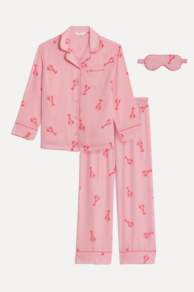 Satin Lobster Pyjamas With Eye Mask from M&S Collection