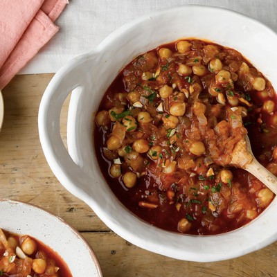 Chickpeas Catalan-Style With Saffron & Almond Picada 