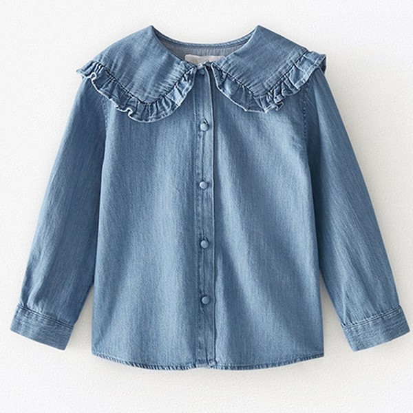 Denim Shirt With Peter Pan Collar