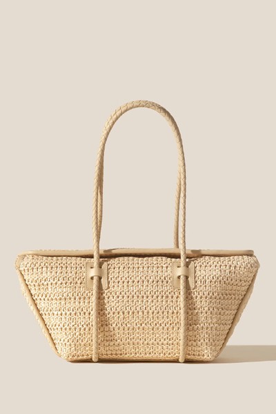 Forna Raffia Leather Framed Shoulder Bag