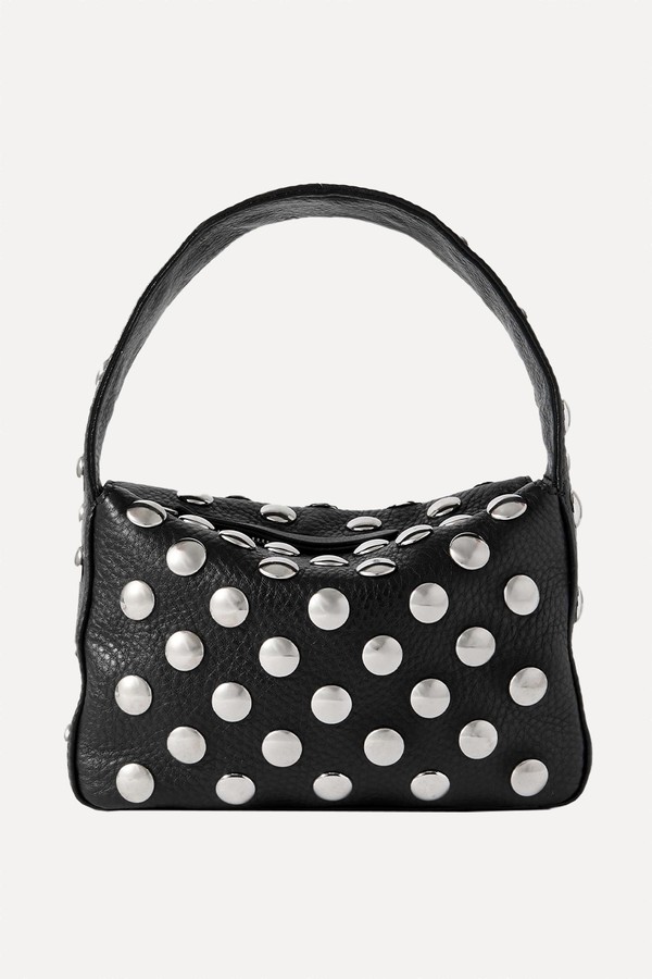 Elena Small Studded Textured-Leather Shoulder Bag