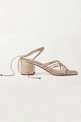 Woven Metallic Leather Sandals from Porte & Paire