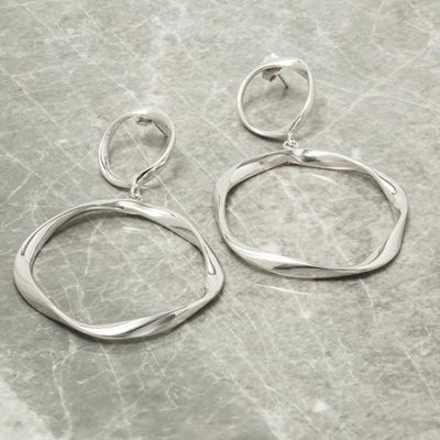 Silver Twisted Double Hoop Earrings from Loel & Co