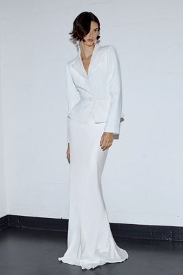 White Crepe Tailored Maxi Dress from Self-Portrait