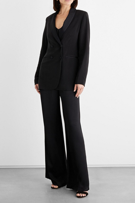Jasmin Double-Breasted Satin-Trimmed Crepe Blazer from Iris & Ink