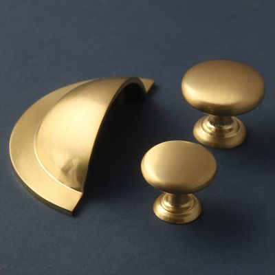 Brushed Satin Brass Cupboard Handles from Yesterhome