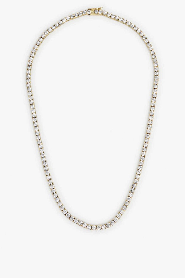 18ct Gold-Plated Brass And Crystal Tennis Necklace from Oma The Label