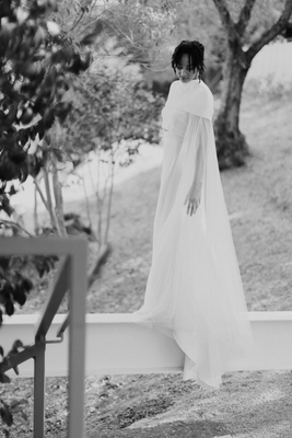 Taylor Cape In Silk Crepe, Price On Request | The Law Bridal