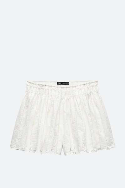 Shorts With Contrast Embroidery from Zara