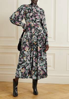 Bazin Pleated Floral-Print Jacquard Midi Dress from Isabel Marant Étoile