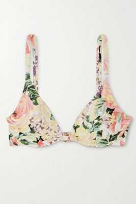 Lavande Floral-Print Triangle Bikini Top from Faithfull The Brand