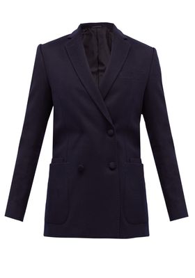Mathilde Double-Breasted Wool-Flannel Suit Jacket
