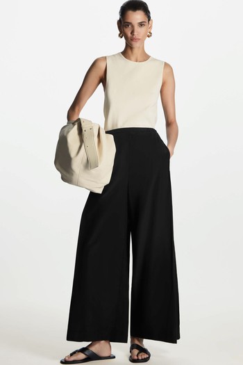 Wide Leg Silk Blend Trousers, £79