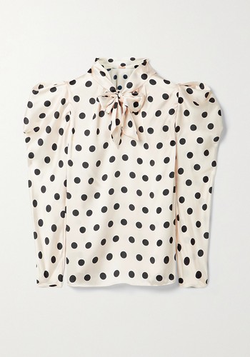 The Big Dream Polka-Dot Satin Pussy-Bow Blouse from Johanna Ortiz