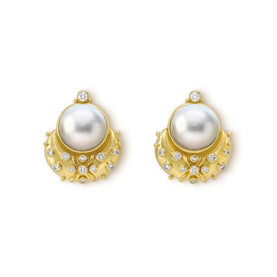 Pearl Eleanor Earrings With Diamonds