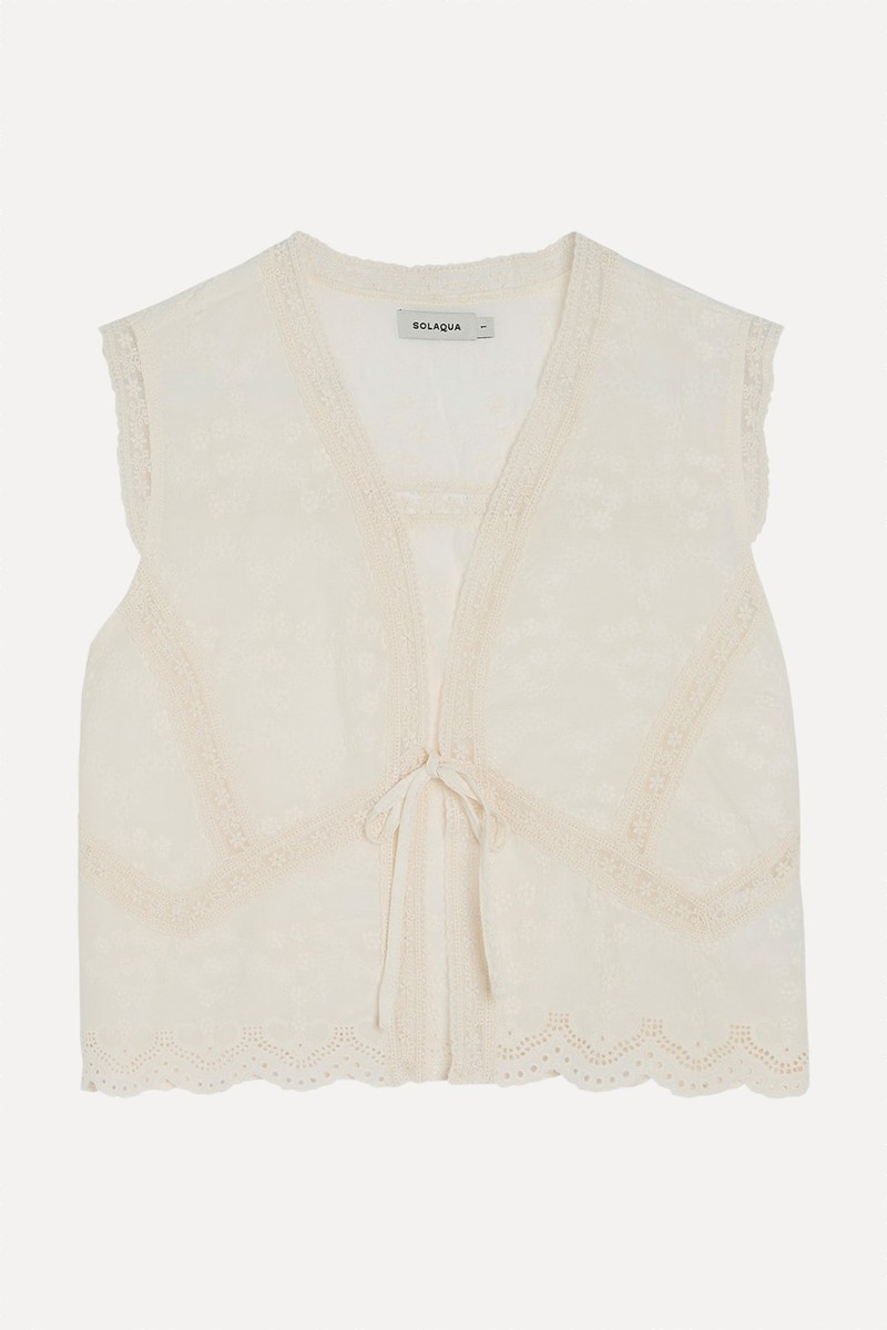 Willow Embroidered Cropped Cotton Top from Solaqua