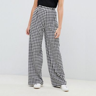 Houndstooth Wide-Leg Trousers from ASOS