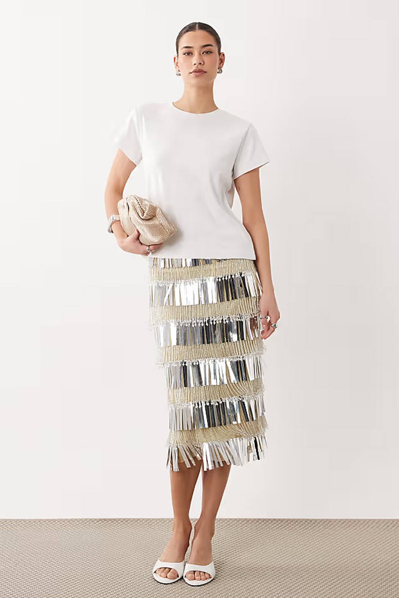 Fringe Embellished Midi Skirt from ASOS DESIGN