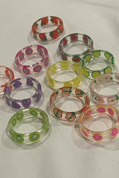 Handmade Fruit Slice Resin Rings  from Katie's Accessories