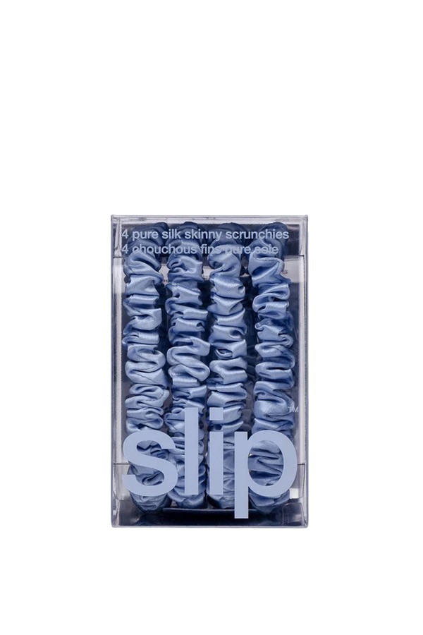 Pure Silk Skinny Scrunchies Cornflower  from Slip