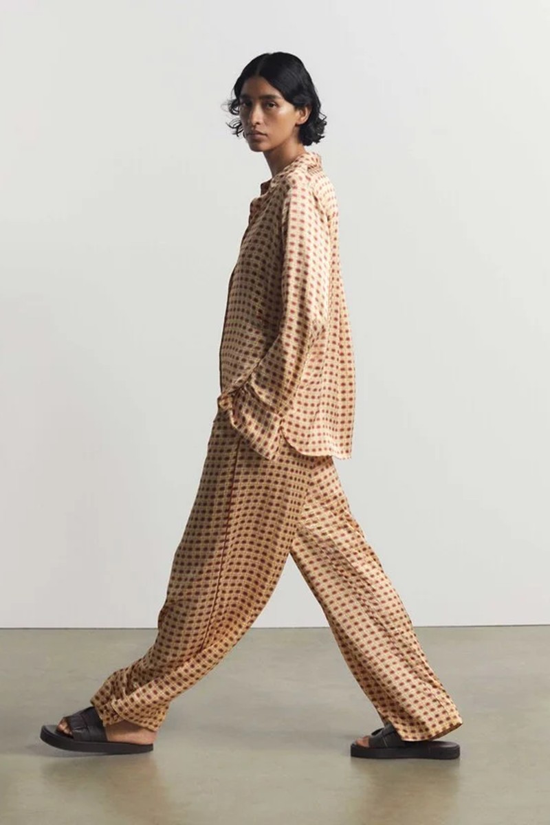 Rita Printed Shirt, £85; Wide Leg Trousers, £85 | Hush