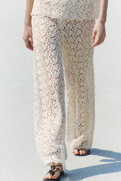 Crochet Wide-Leg Trousers from Zara