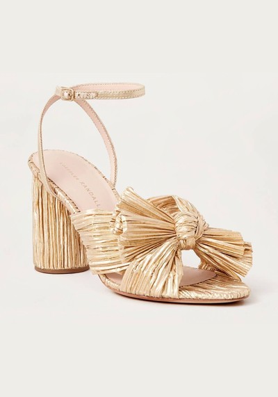 Camellia Gold Pleated Bow Heel from Loeffler Randall