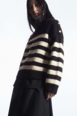 Button Embellished Striped Wool Jumper  from COS