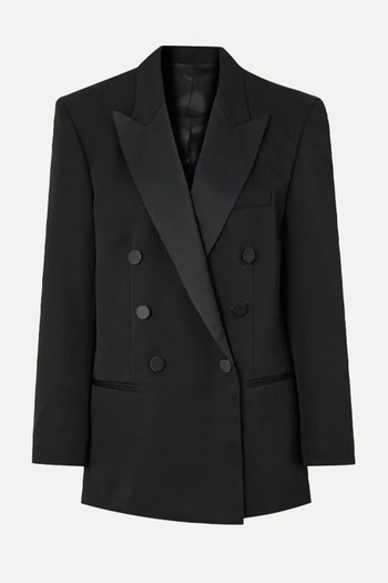 Peagan Double-Breasted Satin-Trimmed Wool Blazer from Isabel Marant