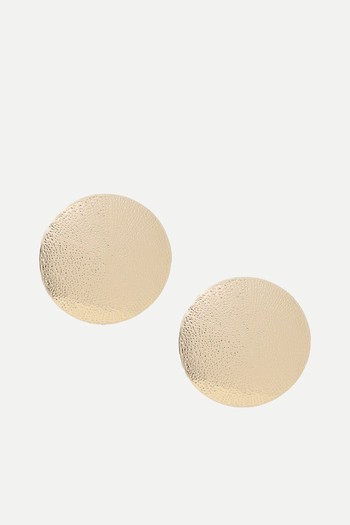 Gold Tone Hammered Disc Earrings