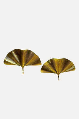 Pair Of 70s Brass Ginkgo Leaf Wall Lamps from Carlo Giorgi Bottega Gadda Italy