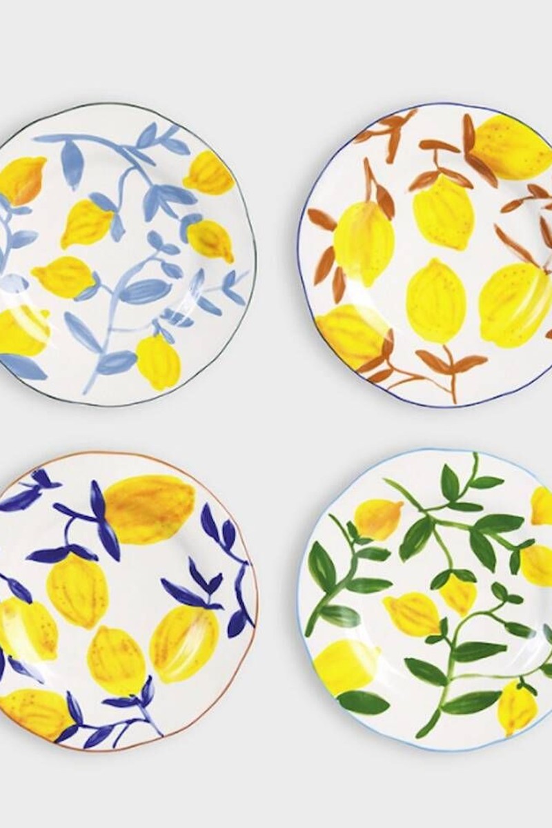 Set Of Four Lemon Twig Plates