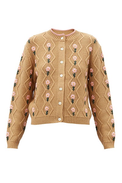 Bennett Floral-Embroidered Wool-Blend Cardigan from Shrimps